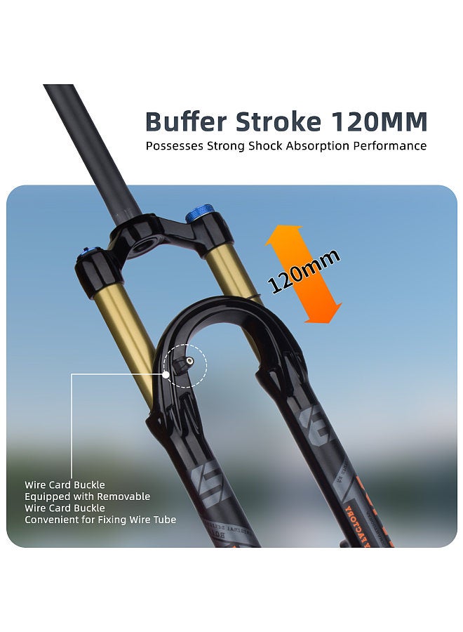Professional Air Pressure Front Fork Made of Aluminum + Magnesium Alloy Suitable for 27.5/29 Inch Bikes with Shoulder Control Lock/Wire Control Lock Max For XC/AM 2.4in Tire