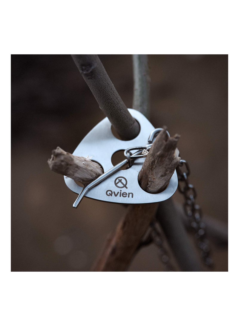 Camping Tripod Board - Turn Branches Into Campfire Tripod, Stainless Steel Campfire Support Plate With Adjustable Chain For Hanging Cookware - Perfect Accessories For Outdoor Cooking