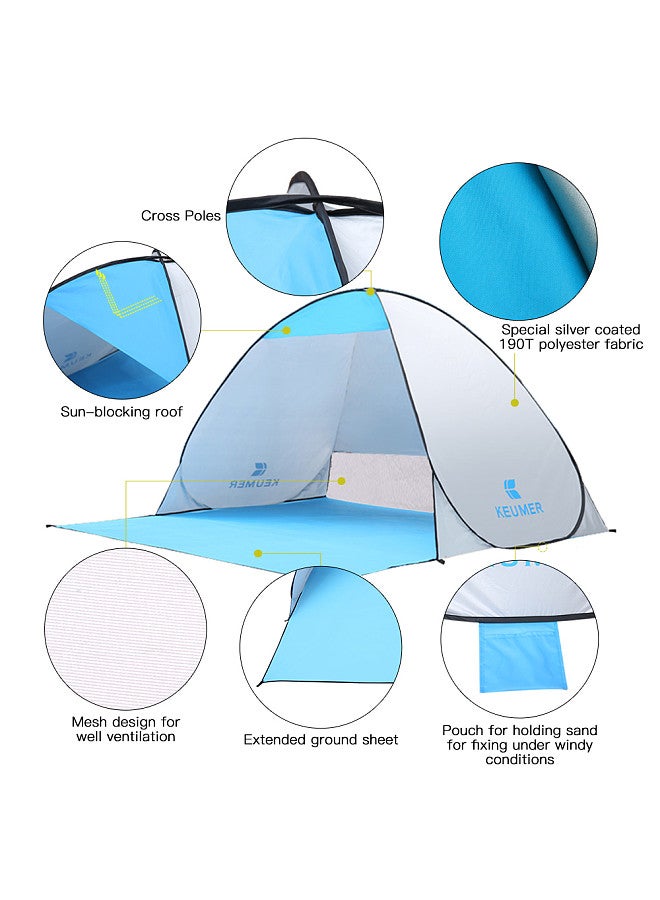 70.9x59x43.3 Inch Automatic Instant Pop-up Beach Tent Anti UV Sun Shelter Cabana for Camping Fishing Hiking Picnic