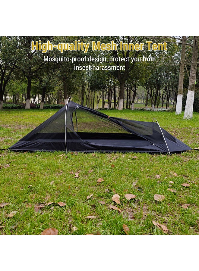 Backpacking Tent 1 Person Ultralight Aluminum Pole Stormproof Camping Tent Suitable for Four Seasons Single Person Tent