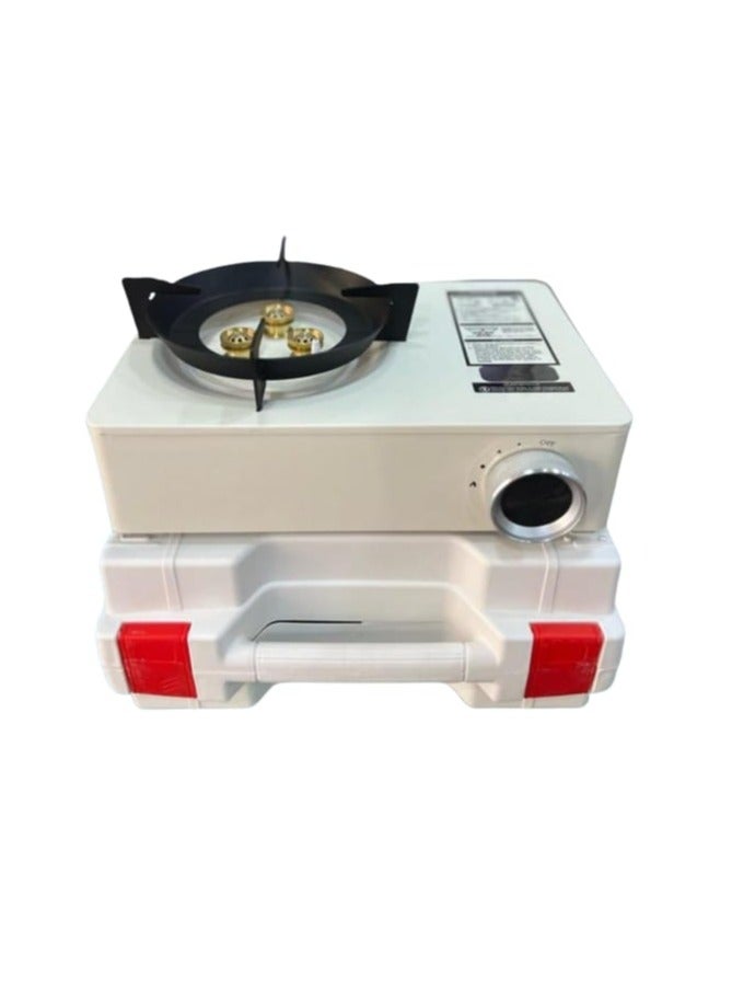 Portable Camp Stove With Carry Box Compact Lightweight Propane Butane Gas burner for Outdoor Picnic, Camping, Hiking with Carry Box, Outdoor Portable Cooking Furnace Cookware Household White