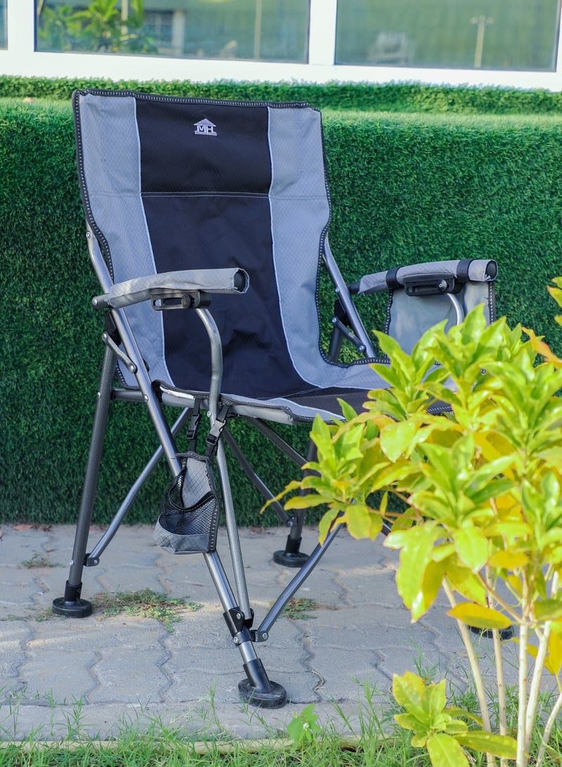 New Modern Design Camping Chair With Cup holder and Pockets Beach Chair Garden Chair With Comfortable Tilted Back-Cup Holder-Carry Bag for Indoor Outdoor Travelling - AS-C104S-GREY/BLACK