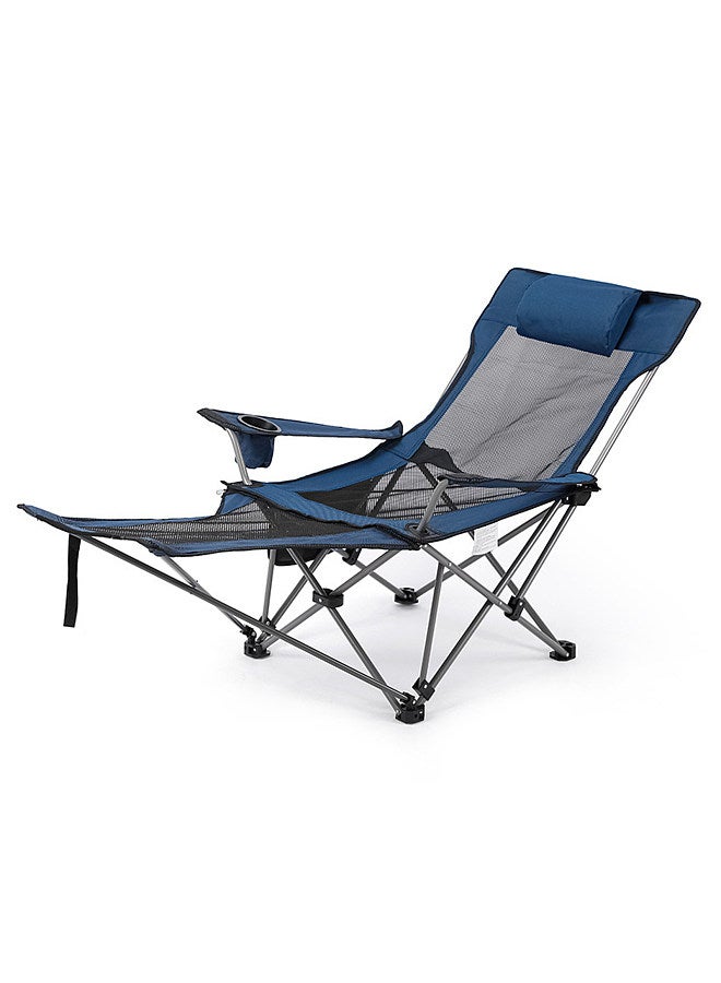 2 in 1 Folding Camping Chair Portable Adjustable Reclining Lounge Chair with Removable Footrest for Camping Fishing Beach Picnics