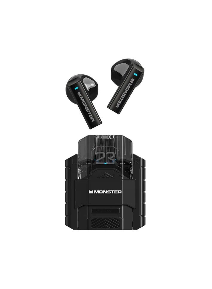Monster XKT23 wireless bluetooth headphones Mecha style Design Metal Material Gamer Headset Waterproof Noise Reduction With Microphone Black