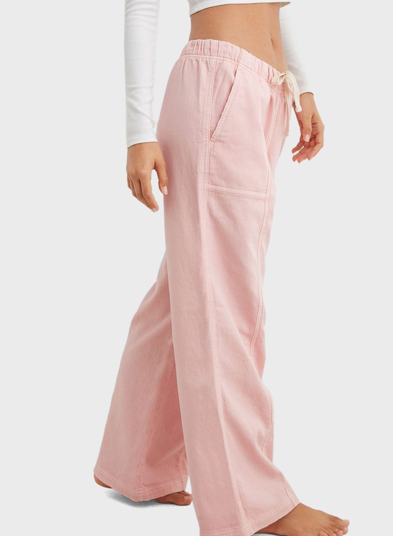 Tie Waist Wide Leg Pants