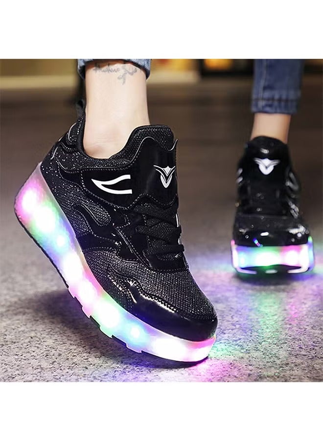 LED Flash Light Fashion Shiny Sneaker Skate Shoes With Wheels And Lightning Sole