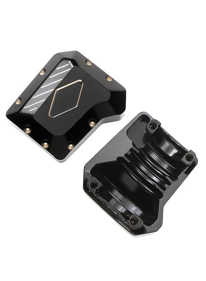 2PCS Brass Differential Cover Front and Rear Axle Housing Cover Replacement for Traxxas TRX4 TRX6 1/10 Remote Control Crawler Car Upgrade Parts, Black