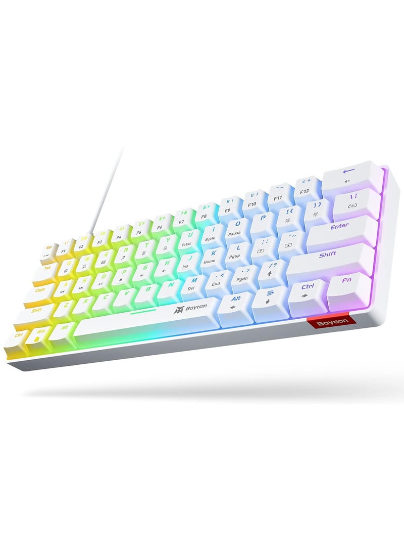 Mechanical Gaming Keyboard 61 Keys DetachableType C Cable with Blue Switches and RGB Backlit