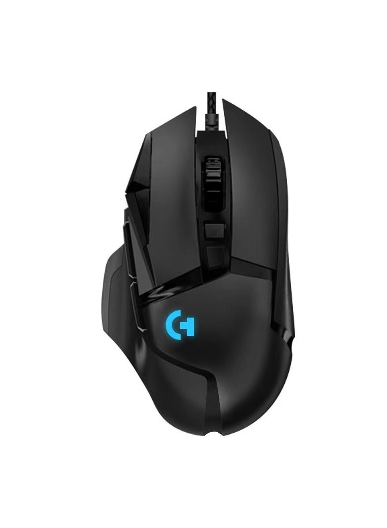 G502 high-performance wired gaming mouse with 16.8 million colors RGB sensor, 7 programmable buttons, onboard memory, PC/Mac black