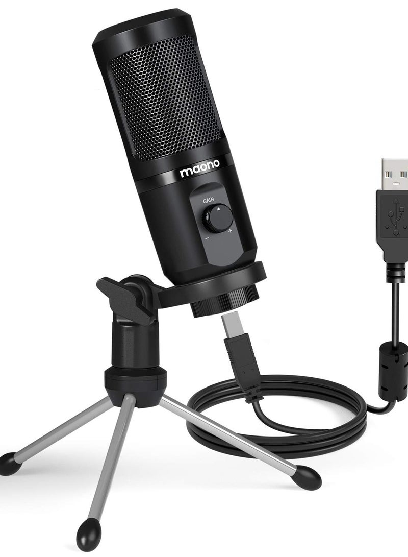 AU-PM461TR RGB USB Gaming Microphone with Mic Gain - Black