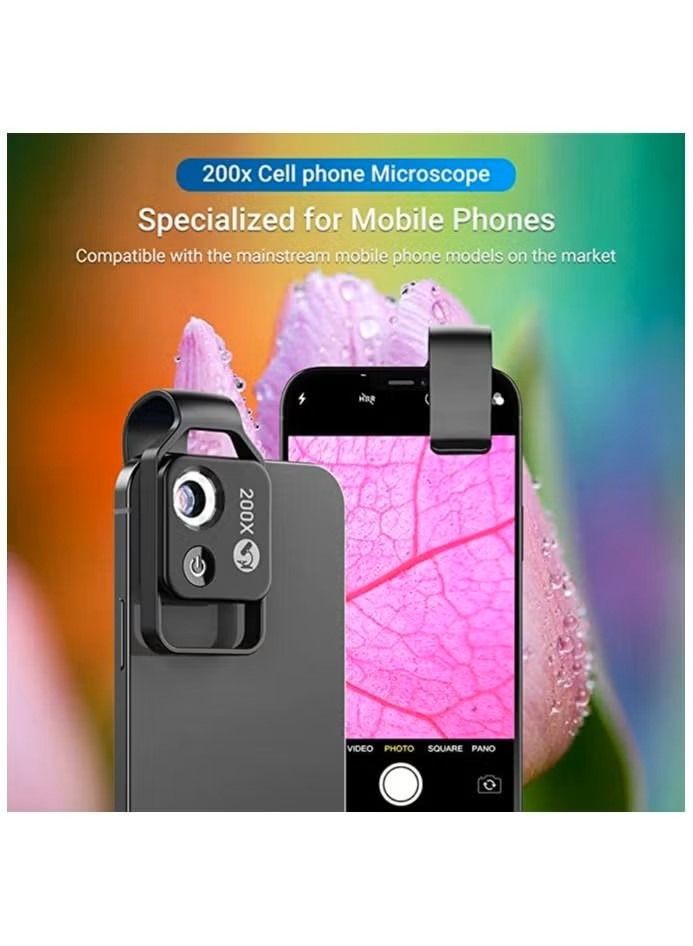 Phone Microscope Attachment 200X Mini