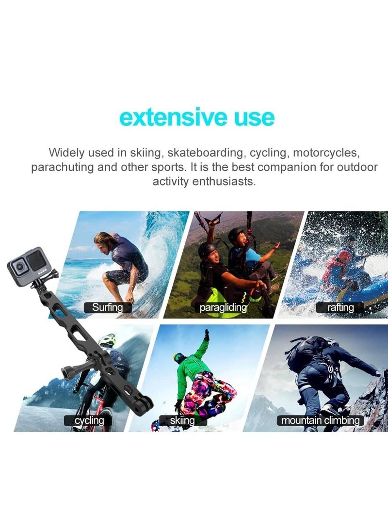 Arm for Action Camera Aluminum Alloy Extension, Tripod Mount Helmet Stick, Which Compatible with GoPro Hero 10/9/8/7/6/5 Black, Insta360 etc