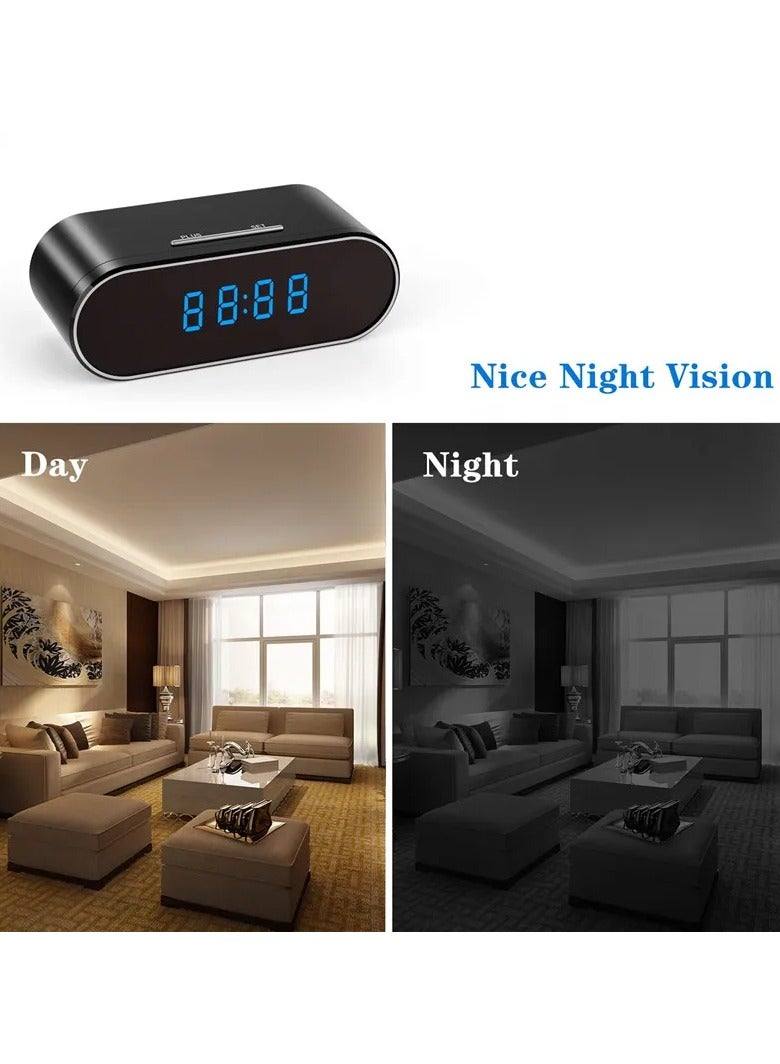 HD Wifi Secret Clock Mini Camera IR Night Vision Motion Detect Digital Clock APP Remote Monitoring Camcorder