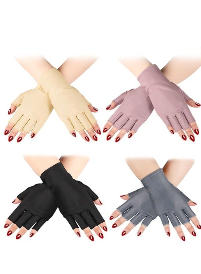 UV Gloves for Nail Lamp Light, Manicure Gloves UV Light for Gel Nails, Hand UV Protection Gloves for Nail UV lamp 4 Pairs