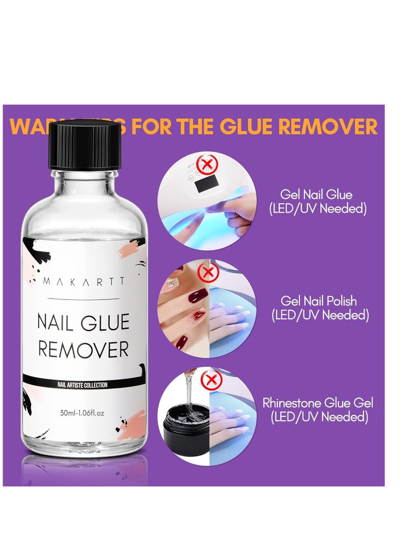 Makartt Nail Glue Remover for Press on Nails-30ML Press On Nail Remover-Easy Removal Debonder for Glue on Nail Tips,Non-Acetone Nail Polish Remover