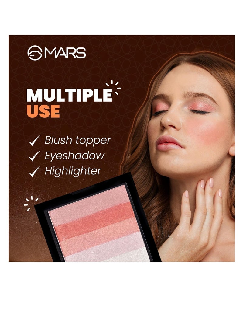 MARS 5 Shades in 1 Brick Highlighter Palette   Blush Topper for Face Makeup Compact size  7.5g Shade 04