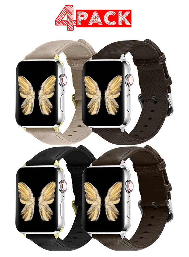 4 Pack For Apple Watch Band 38mm/40mm/41mm Leather Band Buckle Strap Wristband Compatible with Apple watch series 7/6/5/4/3/2/1/SE