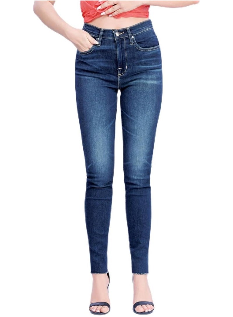Web Denim Highwaist Blue Skinny Stretchable Straight Denim Pant Fashionable Comfort Fit Casual Cotton Jeans With Pockets For Women