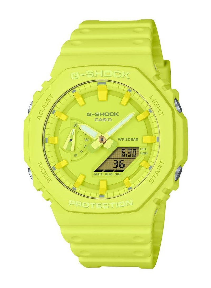 G-Shock Analog-Digital Yellow Resin Strap Watch GA-2100-9A9DR