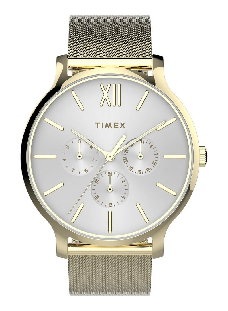 Timex Brass Analog Women's Watch With Stainless Steel Gold Band TW2T74600
