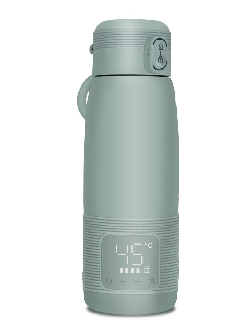Portable Bottle Warmer for Baby Milk and Water, 17oz Cordless Travel Car Thermos Cup, USB Fast Charging, On-The-Go Solution, 500ML Capacity