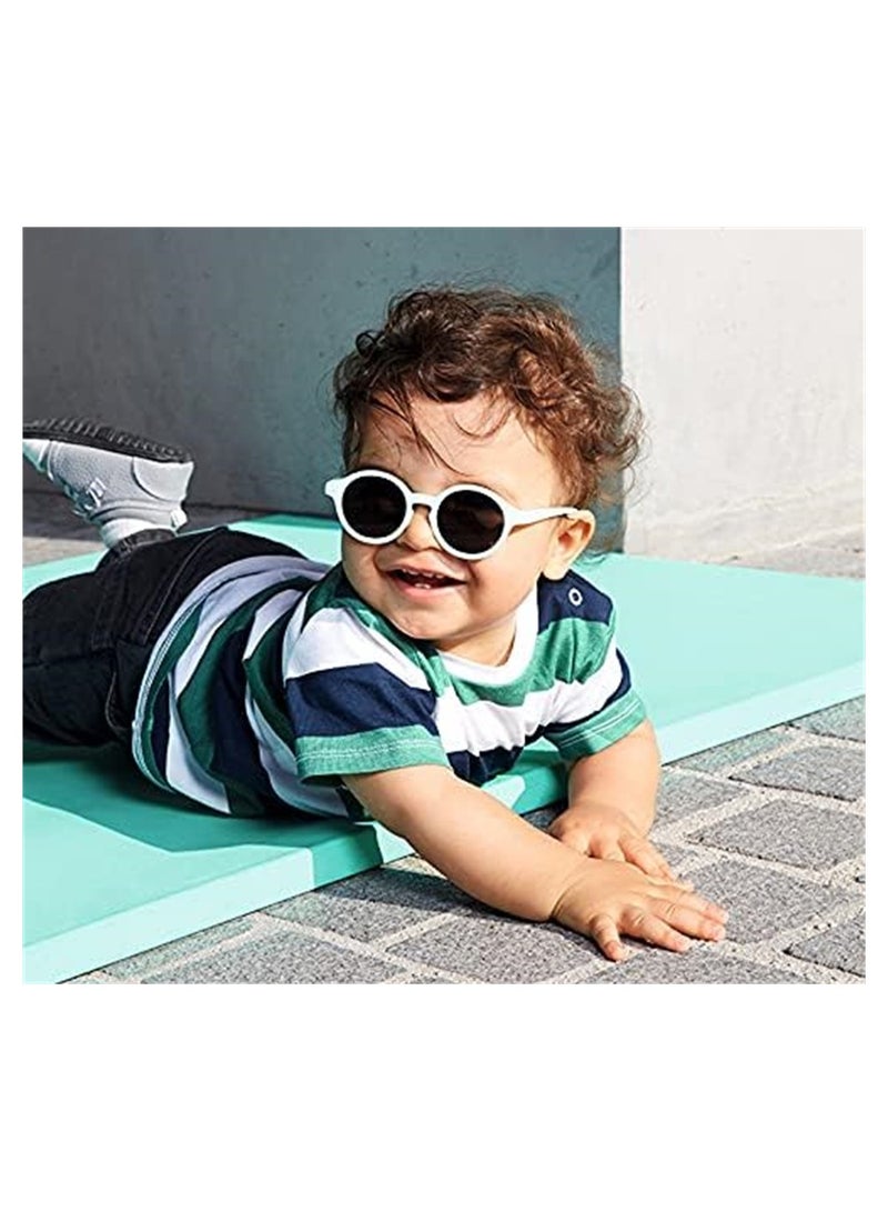 Baby Polarized Sunglasses with Strap Adjustable TPEE Flexible Frame, Infant UV400 Protection Sunglasses for Toddler Girls Boys Age 0-12 Months, Baby Glasses UV Protection (Blue)