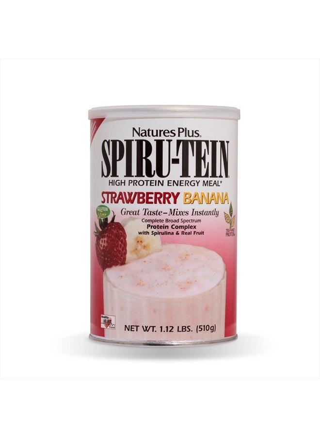 NaturesPlus SPIRU-TEIN Shake - Strawberry Banana - 1.12 lbs, Spirulina Protein Powder - Plant Based Meal Replacement, Vitamins & Minerals for Energy - Vegetarian, Gluten-Free - 15 Servings