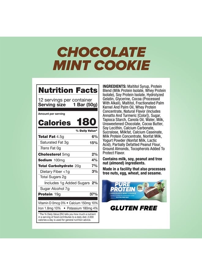 Bars, High Protein, Nutritious Snacks to Support Energy, Low Sugar, Gluten free, Chocolate Mint Cookie,1.76oz, 12 Count (Packaging May Vary)