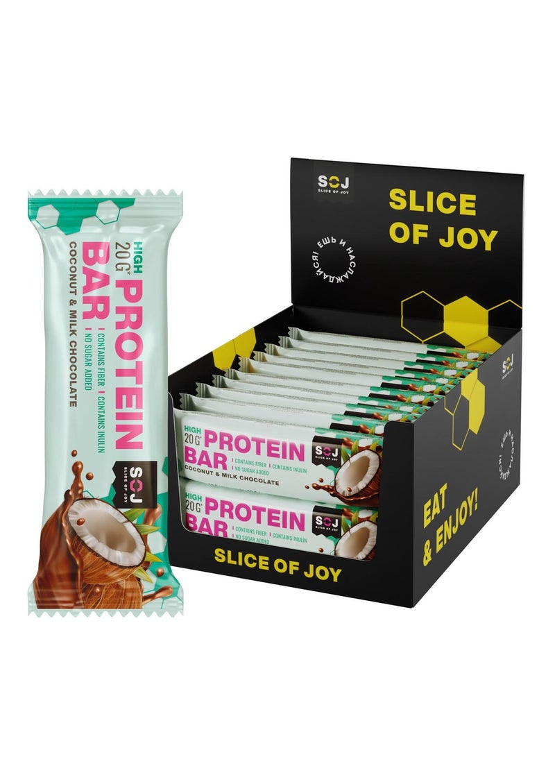 High Protein Bar Coconut Coated In Milk Chocolate No Sugar Added Pack Of 20X50g