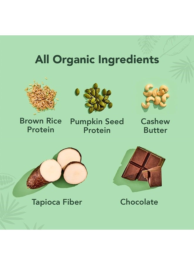 Organic Plant-Based Protein Bars Chocolate Fudge Brownie Vegan, Gluten-Free, Paleo, Low-Carb, Non-GMO, Soy-Free, 12 Count