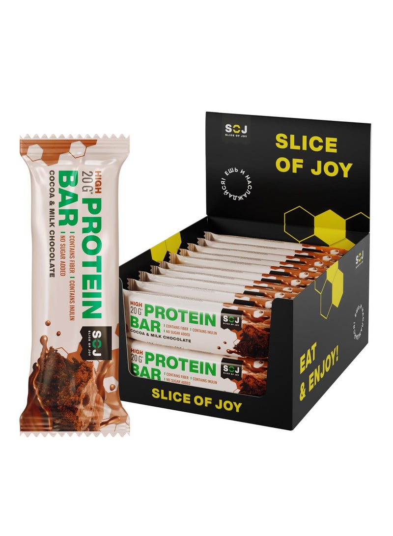 High protein Bar Cocoa Coated in Milk Chocolate No Sugar Added Pack of 20 X 50g