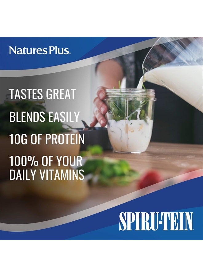 NaturesPlus SPIRU-TEIN Plus Shake For Mature Adults - Vanilla - 1.2 lbs, Protein Powder - Plant Based Meal Replacement, Vitamins & Minerals For Energy - Vegetarian, Gluten-Free - 16 Servings