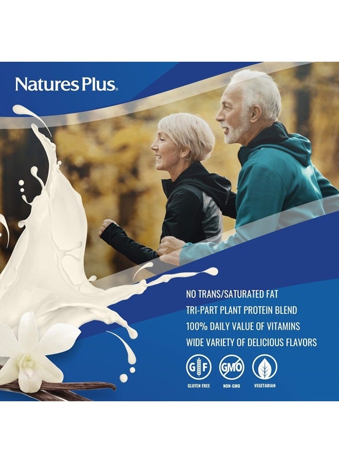 NaturesPlus SPIRU-TEIN Plus Shake For Mature Adults - Vanilla - 1.2 lbs, Protein Powder - Plant Based Meal Replacement, Vitamins & Minerals For Energy - Vegetarian, Gluten-Free - 16 Servings