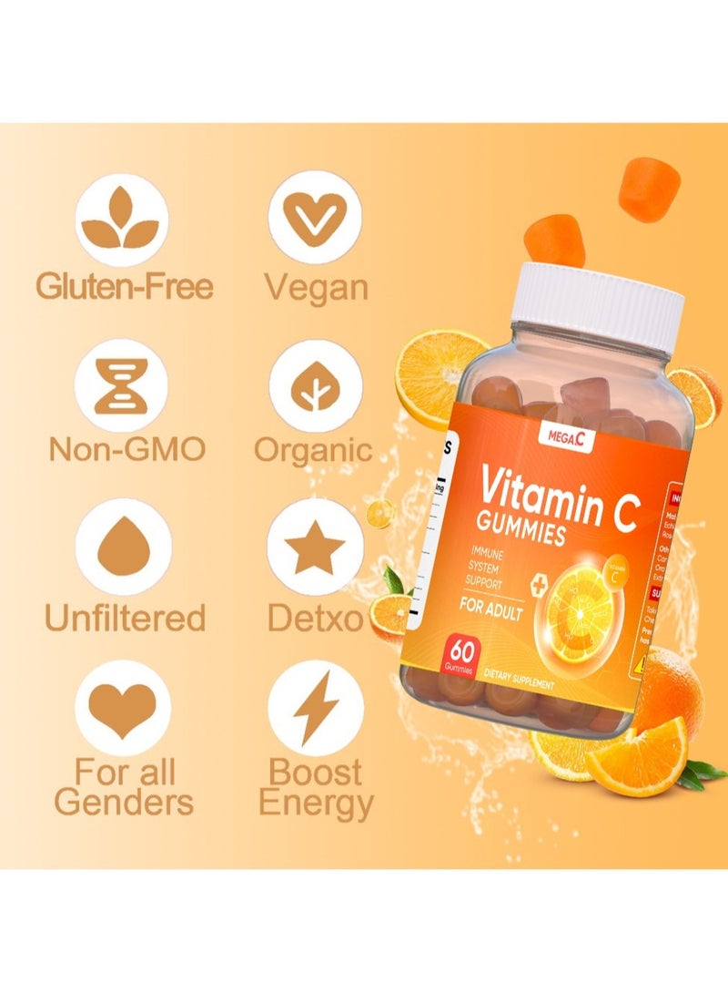 Vitamin C Gummies Anti-Aging Whitening Skin Collagen Vitamins Boost Energy Immunity
