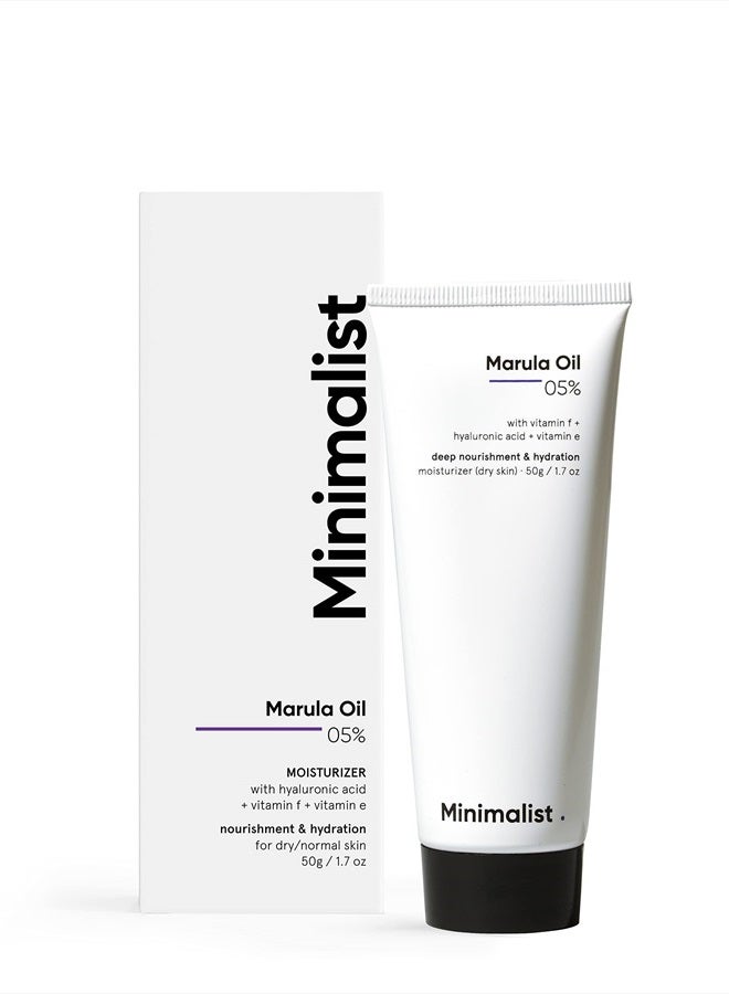 Marula Oil 5% Face Moisturizer For Dry Skin | With Hyaluronic Acid For Deep Nourishment & Hydration | For Women & Men | 1.7 Oz / 50 gm
