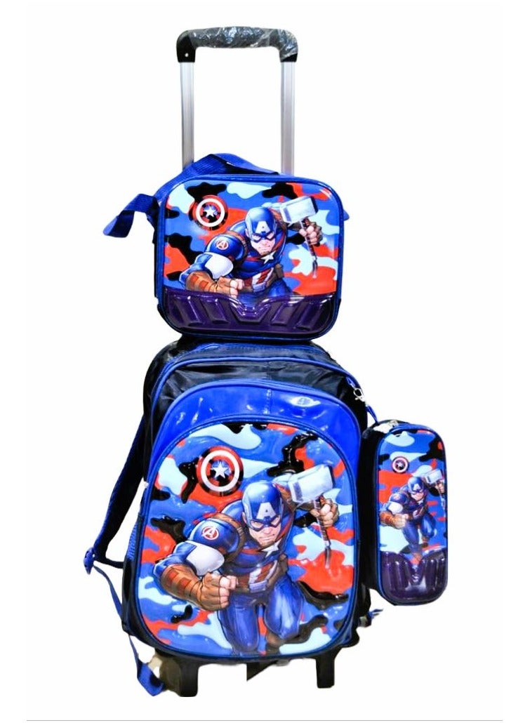 Hot-Sell High- -Quality Kids School Bag Set Back to Trolley School Bag With Lunch Bag