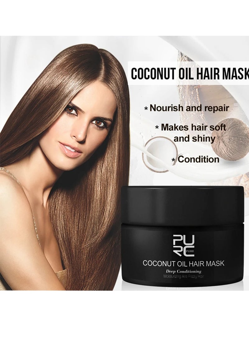 Coconut Oil Hair Mask, Natural And Safe Repairing Hair Conditioner Mask, Smoothing Straightening Hair Treatment Cream, Restoring Hair Mask For Repairing Damage, Dry And Frizzy Hair