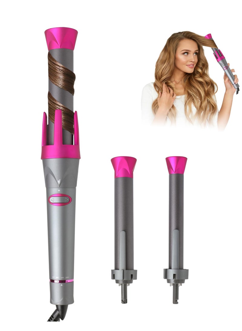 3 in 1 Automatic Hair Curler, Auto Rotating Curling Iron Set, with Ceramic Interchangeable Curling Wand (0.75
