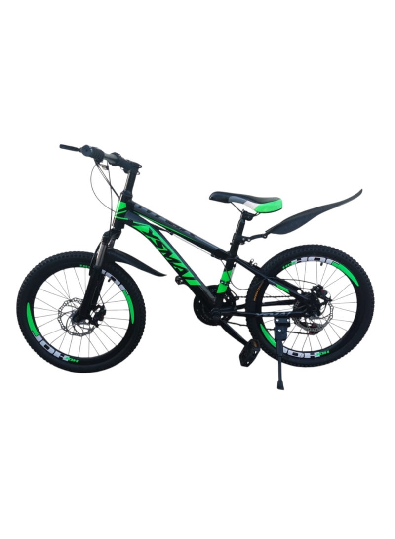 Mountain Bike , Carbon Steel, Dual Disc Brake, Front Suspension, Green