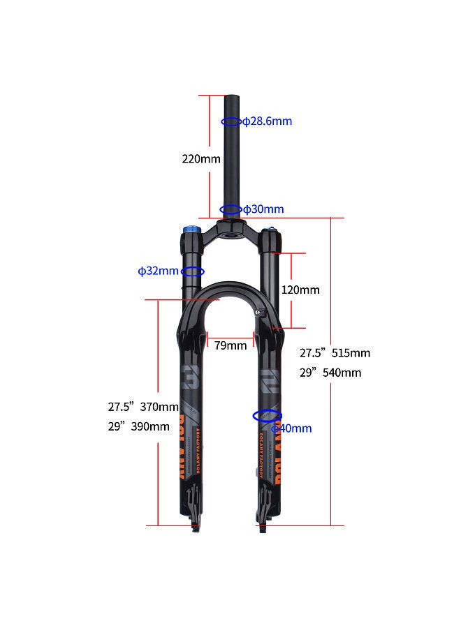 Professional Air Pressure Front Fork Made of Aluminum + Magnesium Alloy Suitable for 27.5/29 Inch Bikes with Shoulder Control Lock/Wire Control Lock Max For XC/AM 2.4in Tire