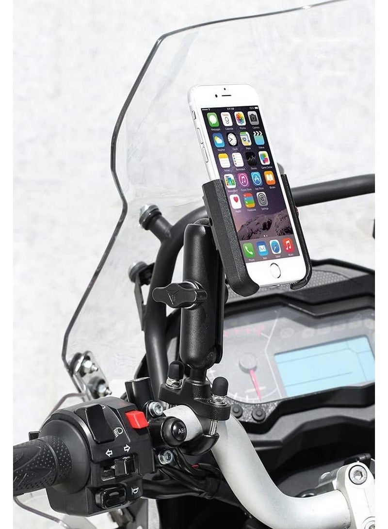 Motorcycle Phone Holder 360°Rotation U-Bolt Base Aluminum Alloy Mater