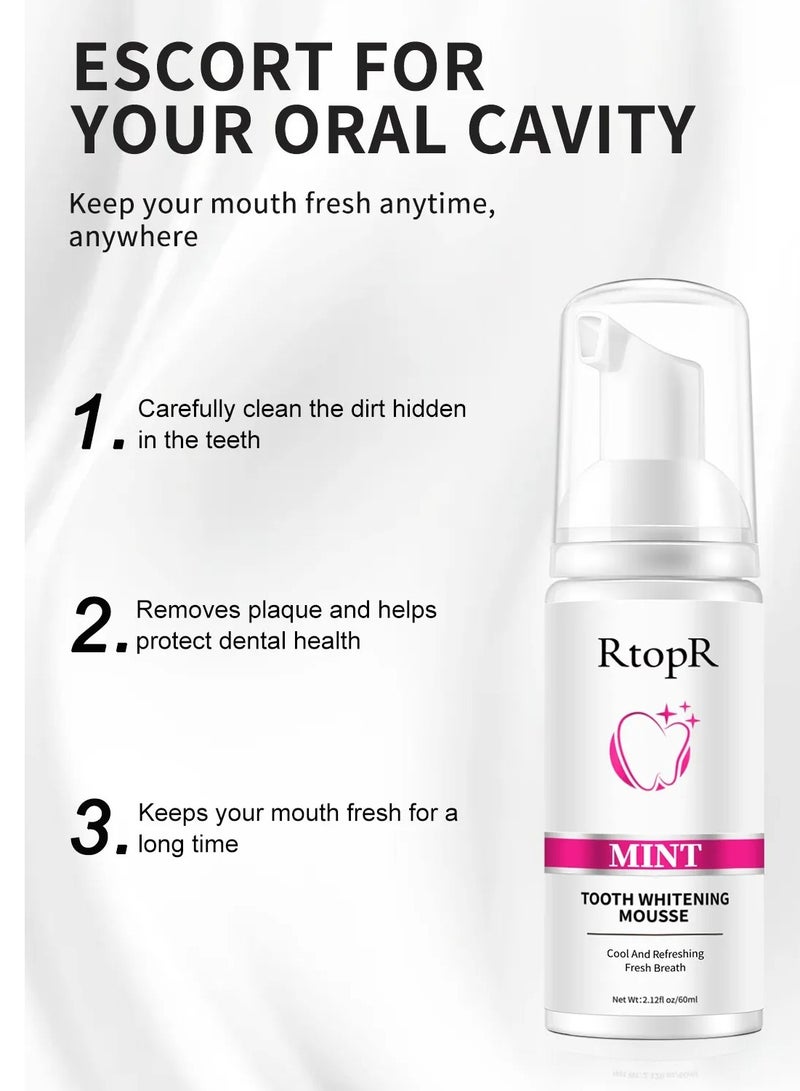 Mint Teeth Mousse, Teeth Cleansing Breath Oral Hygiene Mousse, Ultra Fine Whitening And Staining Foam Tooth Paste, Travel Friendly Oral Refreshing Tooth Mousse For Deep Cleaning Gums And Stain Removal