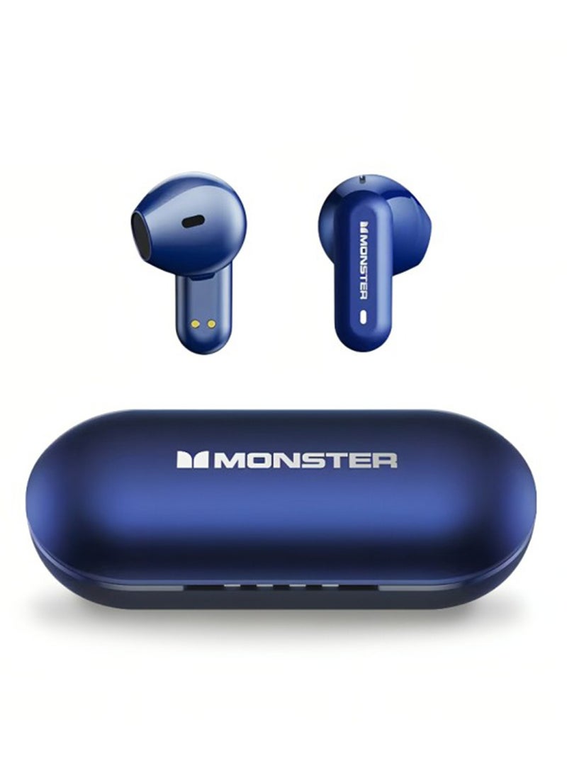 Monster XKT25 Wireless Bluetooth Earbuds Gaming Headphones Deep Bass Low Latency Game Headset with Built-in Microphone For Gaming Noise Canceling Headsets Blue