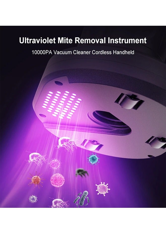 Ultraviolet Mite Removal Instrument 10000 PA Vacuum Cleaner Cordless Handheld Vacuum For Mattress Sofa Detachable Filter 250ml