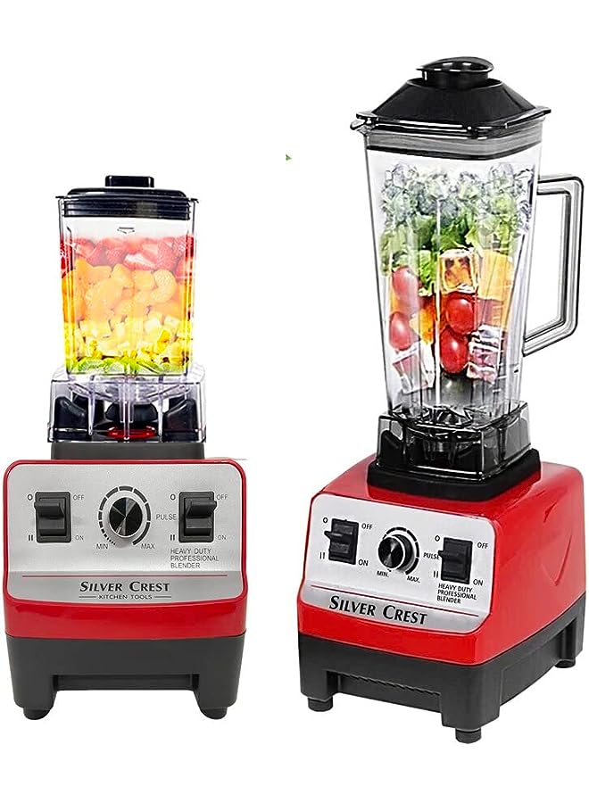 Silver Crest Blender Professional Heavy Duty Commercial Mixer Juicer Speed Grinder and Ice Smoothies for Home & Shop (Double Jar)