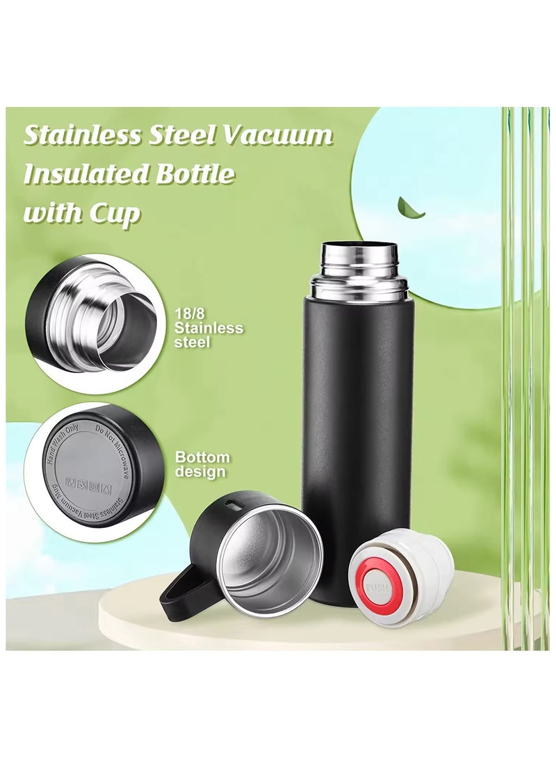 500ml double wall vacuum flask tumbler cup set stainless steel insulated bottle with cups for coffee hot drink and cold