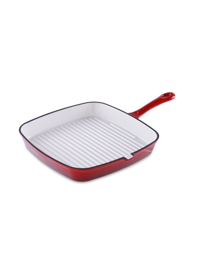 Glazura Enameled Cast Iron Grill Pan 36X24X3.5cm - Ombre Red