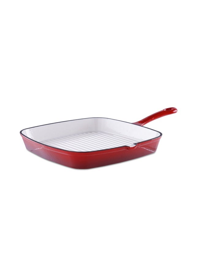 Glazura Enameled Cast Iron Grill Pan 36X24X3.5cm - Ombre Red