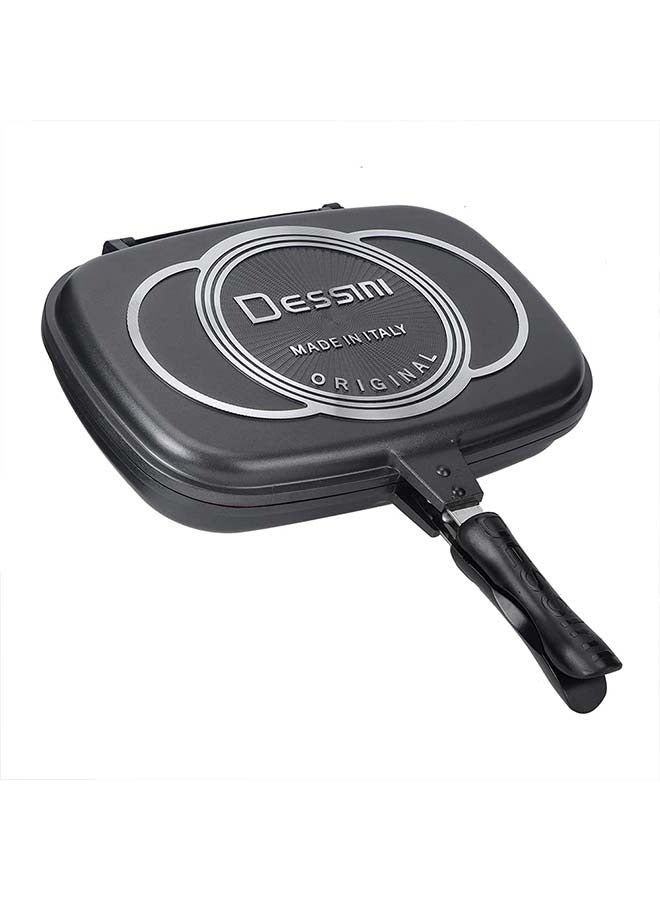 Aluminum Two-Sided Double Grill Non-stick Pressure Pan Black/White 40cm