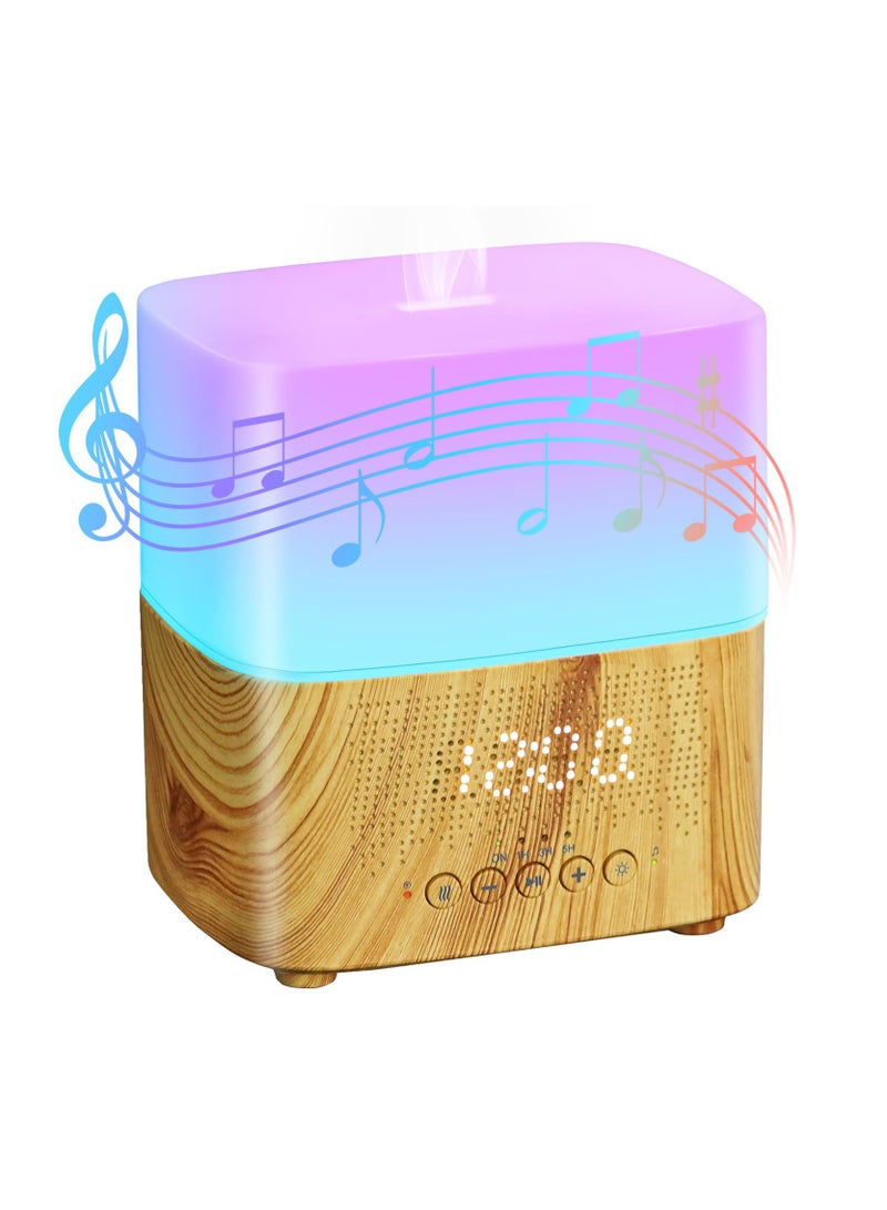 300ML Essential Oil Diffuser with Bluetooth Speaker, Digital Alarm Clock, 7 Color Ambient Light And Timer (1/3/5H), Auto-Off Feature, Aroma Mist Humidifier for Large Room, Office, Yoga